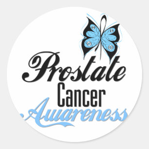 Adesivo Redondo Borboleta de consciência de Cancer próstata