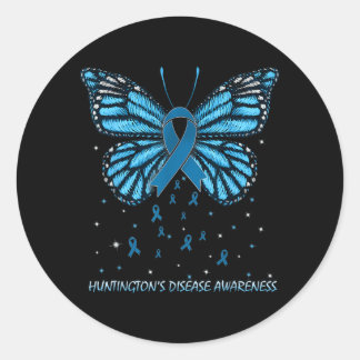 Adesivo Redondo Borboleta de Conscientização da Doença de Huntingt