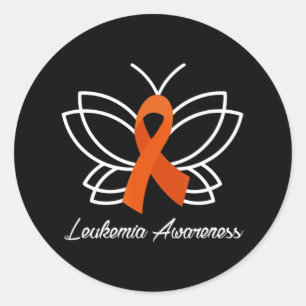 Adesivo Redondo Borboleta de Fita Aml Leucemia Sensibilização