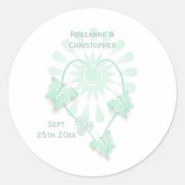 Adesivo Redondo Borboleta de hortelã-pimenta-redonda clássica de C