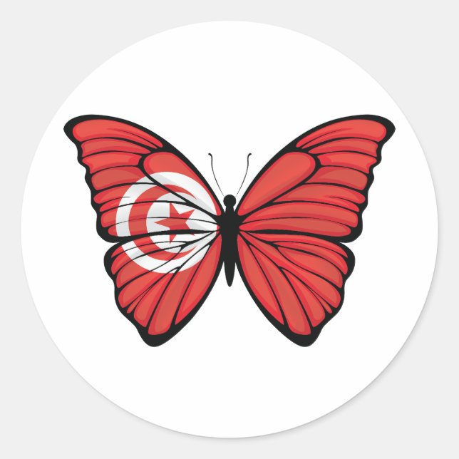 Adesivo Redondo Borboleta de Hypolimnas na Tunísia (Frente)