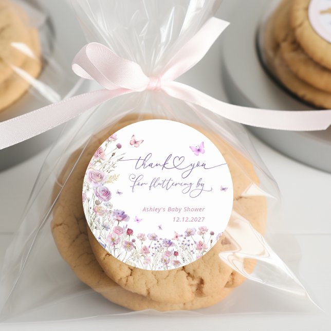 Adesivo Redondo Borboleta De Jardim Obrigado Por Flutuar Por (Criador carregado)