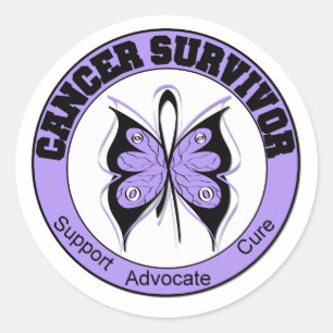 Adesivo Redondo Borboleta de Lavanda sobrevivente de câncer