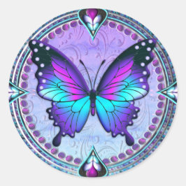 Adesivo Redondo Borboleta de sublimação com fundo