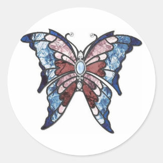 Adesivo Redondo Borboleta de vidro contida