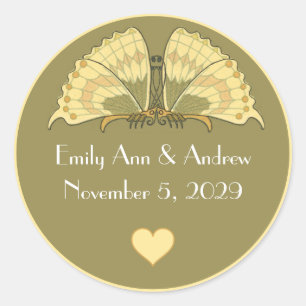 Adesivo Redondo Borboleta Deco de Elegância Amarela