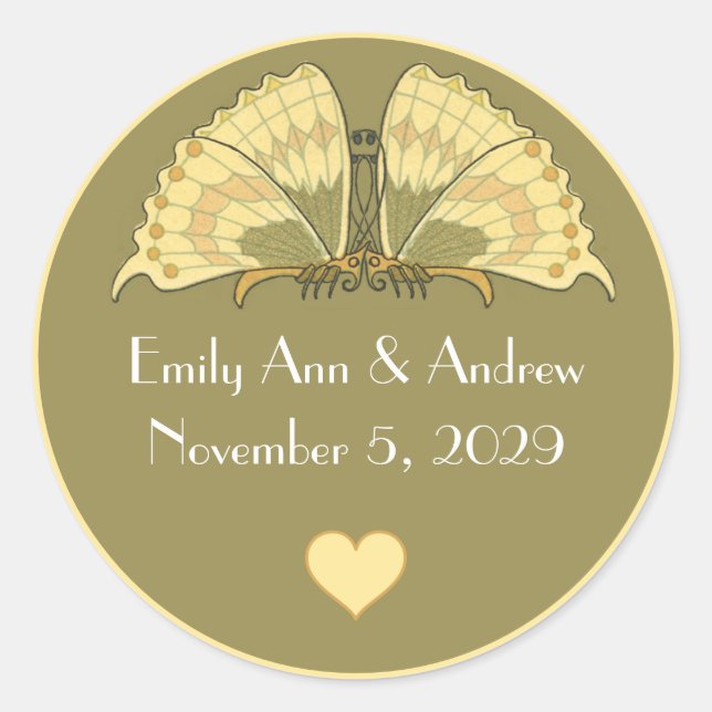 Adesivo Redondo Borboleta Deco de Elegância Amarela (Frente)