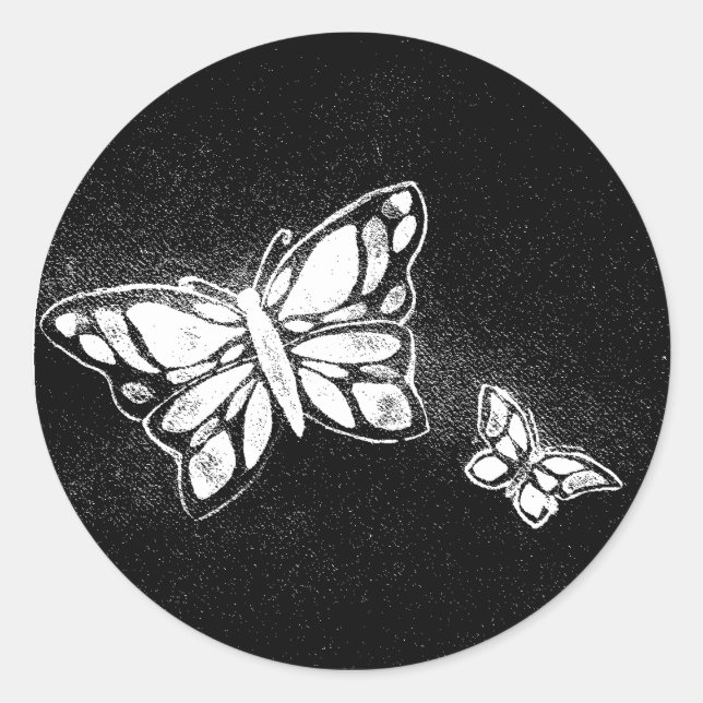Adesivo Redondo borboleta desenhada à mão (Frente)