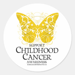 Adesivo Redondo Borboleta do cancer da infância