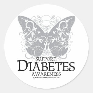 Adesivo Redondo Borboleta do diabetes