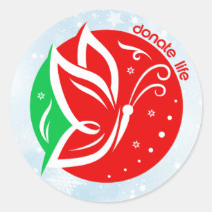 Adesivo Redondo Borboleta do Doar Vida Natal Conscientização do Do