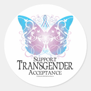 Adesivo Redondo Borboleta do Transgender