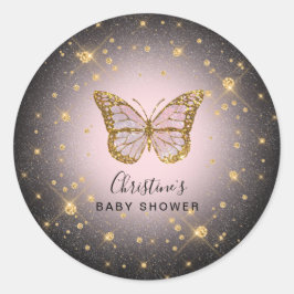 Adesivo Redondo borboleta dourada falsa