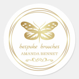 Adesivo Redondo borboleta Dourada, logotipo do designer de imagens