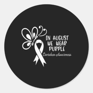 Adesivo Redondo Borboleta Em agosto Vestimos Sobredosagem Roxa Awa
