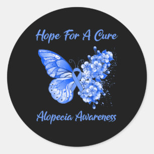 Adesivo Redondo Borboleta Esperança Por Uma Consciência Da Alopeci