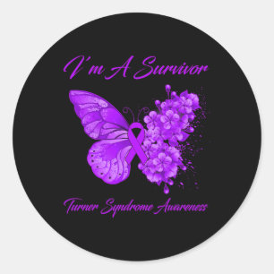 Adesivo Redondo Borboleta Eu sou um Sobrevivente Sindrome Turner C