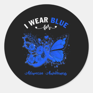 Adesivo Redondo Borboleta Eu Visto Azul Para A Consciência Da Alop