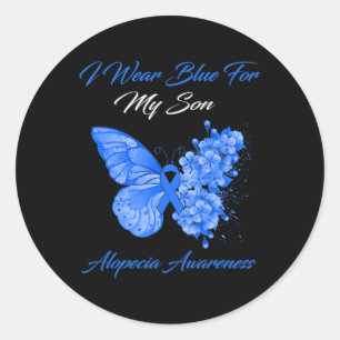 Adesivo Redondo Borboleta Eu Visto Azul Para Meu Filho Alopecia Aw