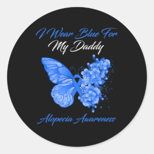 Adesivo Redondo Borboleta Eu Visto Azul Para Meu Pai Alopecia Awar