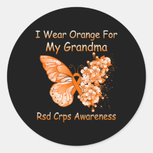 Adesivo Redondo Borboleta Eu Visto Laranja Para Minha Avó Rsd Crps