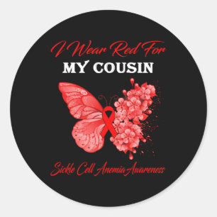 Adesivo Redondo Borboleta Eu Visto Vermelho Para A Minha Anilha Cé