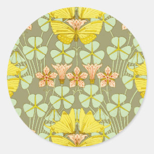 Adesivo Redondo Borboleta Floral Botânica Colorida