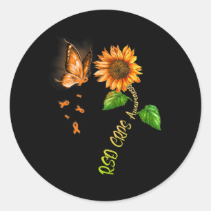Adesivo Redondo Borboleta Girassol Rsd Crps Consciência