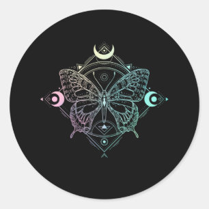 Adesivo Redondo Borboleta Gótica de Moa Gótico Pastel Wicca Cres