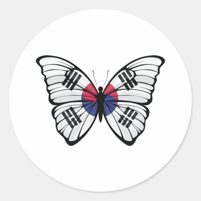 Adesivo Redondo Borboleta Hipolimnas da Coreia do Sul (Frente)