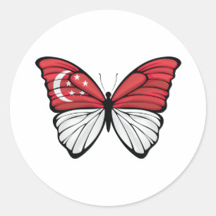 Adesivo Redondo Borboleta Hipolimnas de Singapura