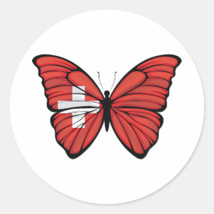 Adesivo Redondo Borboleta Hipolimnas suiças