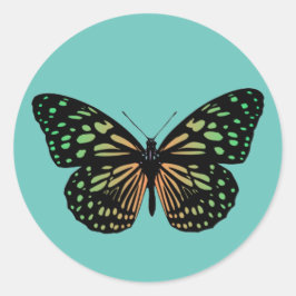 Adesivo Redondo Borboleta Laranja E Verde