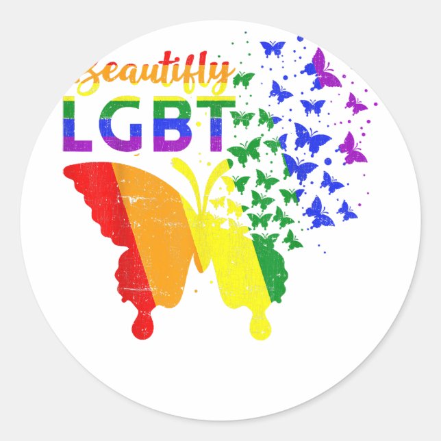 Adesivo Redondo Borboleta LGBT (Frente)
