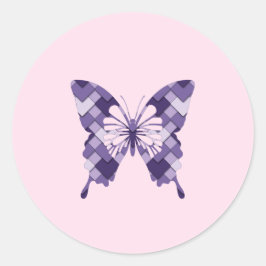 Adesivo Redondo Borboleta Lilac Purple Diamond Harlequin