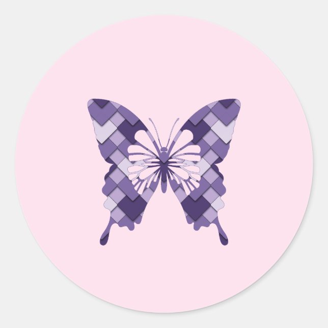 Adesivo Redondo Borboleta Lilac Purple Diamond Harlequin (Frente)