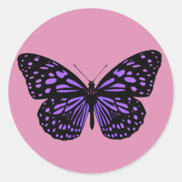 Adesivo Redondo Borboleta Manchada de Roxo