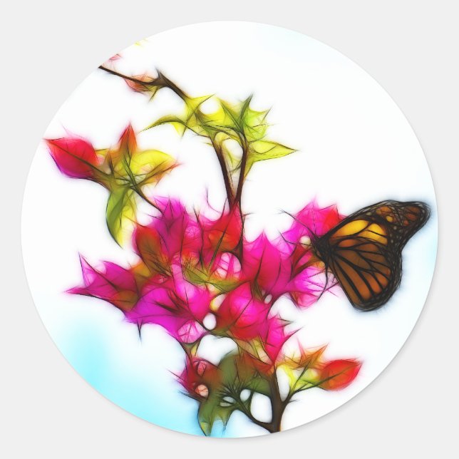 Adesivo Redondo Borboleta Monarca (Frente)
