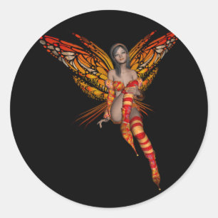 Adesivo Redondo Borboleta Monarca Laranja 3D Pixie - Fada 1