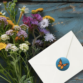 Adesivo Redondo Borboleta Monarca Ombre Azul