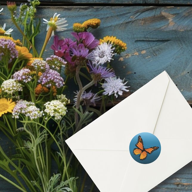 Adesivo Redondo Borboleta Monarca Ombre Azul (Criador carregado)