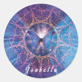 Adesivo Redondo Borboleta Morpho / Galaxy Mandala