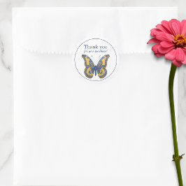 Adesivo Redondo Borboleta Obrigado pela sua compra