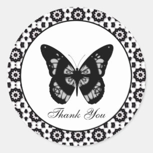 Adesivo Redondo Borboleta: Obrigado Sticker