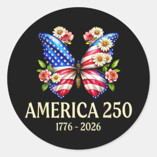 Adesivo Redondo Borboleta patriótica eua 250º aniversário 1776-202