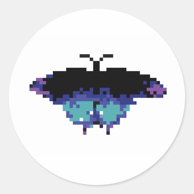 Adesivo Redondo Borboleta Pixel (Frente)