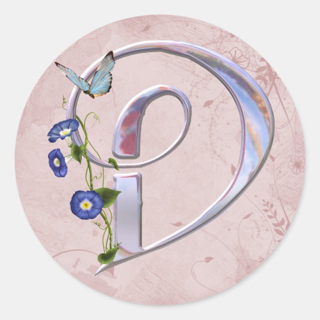 Adesivo Redondo Borboleta precioso Inicial D (Frente)