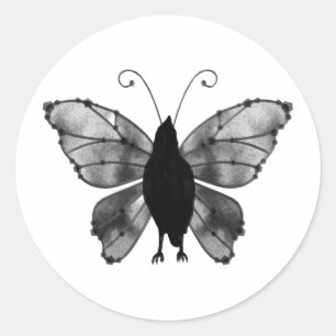 Adesivo Redondo Borboleta Preta e Branca