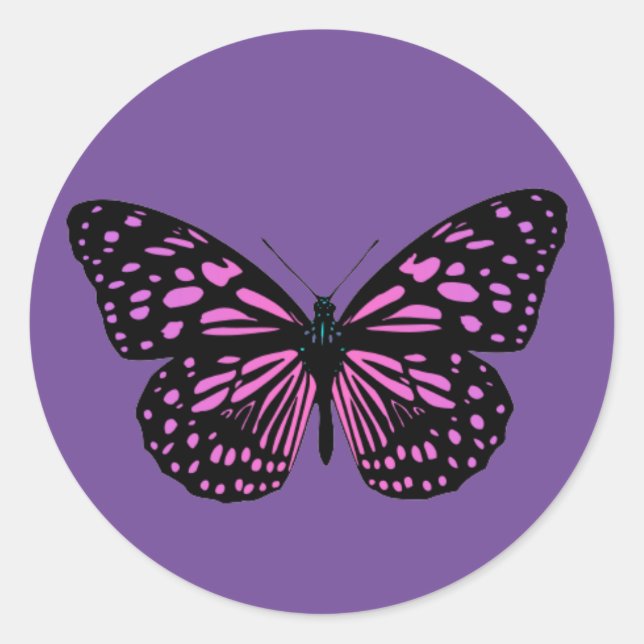 Adesivo Redondo Borboleta rosa (Frente)