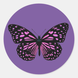 Adesivo Redondo Borboleta rosa